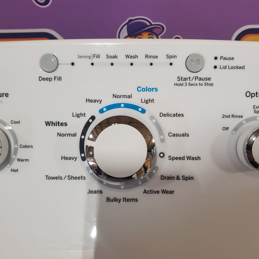 GE White Top Load 4.2 Cu. Ft. Washer with Stainless Steel Basket and Dual Action Agitator GTW460ASJWW - Certified Refurbished