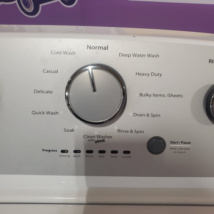 Whirlpool 4.3-cu ft  High Efficiency Impeller Medium Top-Load Washer in White WTW5000DW - Open Box and Whirlpool White Electric Extra Large 7.0 Cu. Ft. Dryer with Wrinkle Shield WED4815EW - Scratch & Dent (Minor)