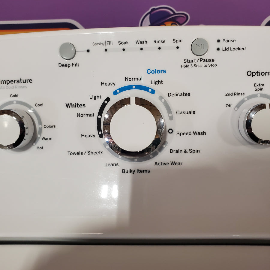 GE White Top Load 4.2 Cu. Ft. Washer with Stainless Steel Basket and Dual Action Agitator GTW460ASJWW - Certified Refurbished