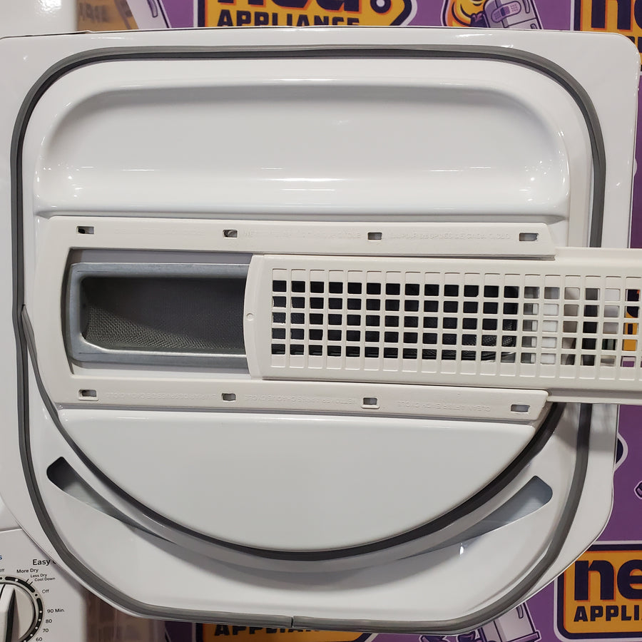GE Unitized Spacemaker® 2.3 cu. ft. Capacity Washer with Stainless Steel Basket and 4.4 cu. ft. Capacity Electric Dryer GUD24ESSMWW - Certified Refurbished