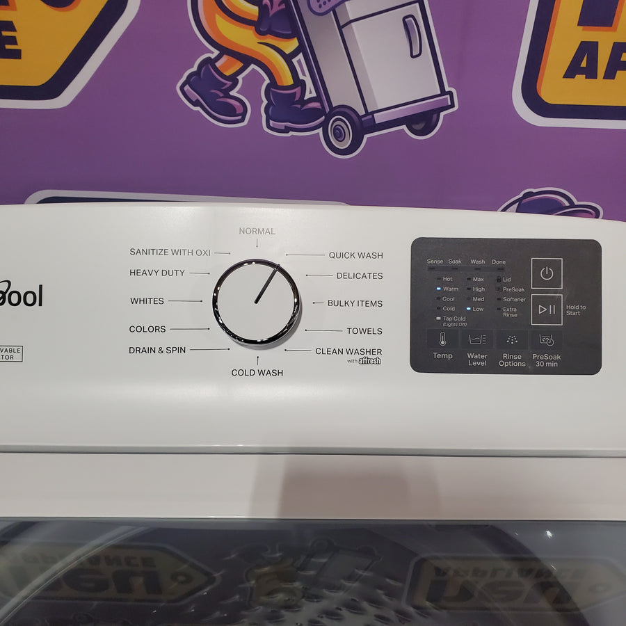 Whirlpool 4.2-4.3 Cu. Ft. Top Load Washer with 2-in-1 Removable Agitator and Soft Close Glass Lid WTW4307SW - Scratch & Dent (Minor) and Whirlpool 7.0 cu. ft. Electric Dryer with Adaptive Dry and Wrinkle Shield™ Option WED4307SW - Scratch & Dent (Minor)