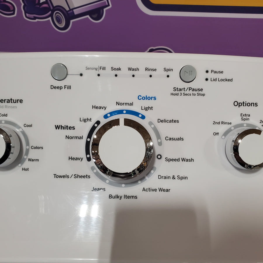 GE White Top Load 4.2 Cu. Ft. Washer with Stainless Steel Basket and Dual Action Agitator GTW460ASJWW - Certified Refurbished and GE White Electric 7.2 Cu. Ft. Dryer with Aluminized Alloy Drum  16304 - GTD42EASJWW - Certified Refurbished