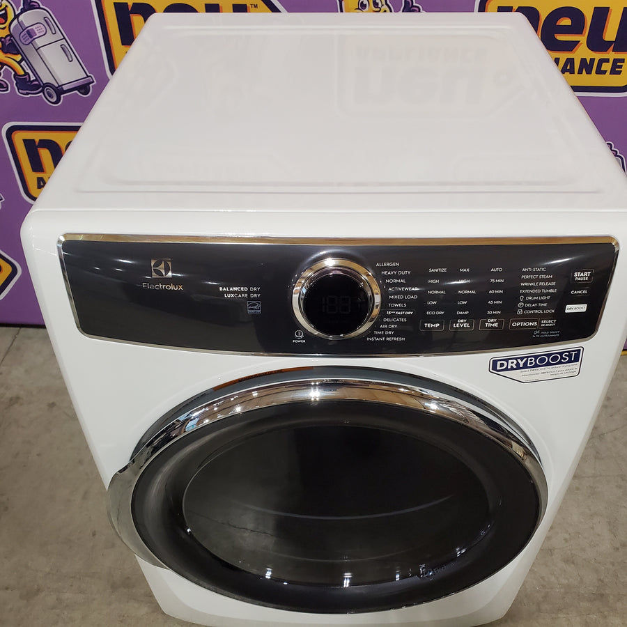 Electrolux 4.5 Cu.Ft. Stackable Front Load Washer with Steam and SmartBoost Wash System ELFW7637AW - Open Box and Electrolux 8.0 cu. ft. Front Load Electric Dryer with Perfect Steam ELFE7637AW - Open Box