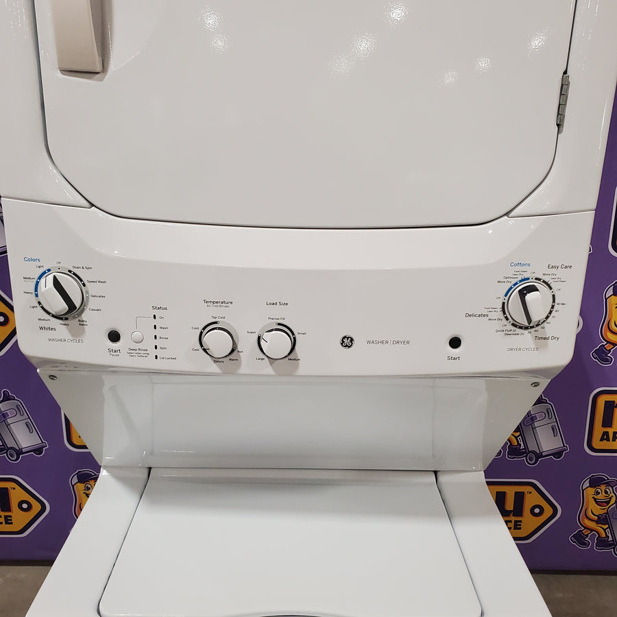 GE Unitized Spacemaker® 3.8 cu. ft. Capacity Washer with Stainless Steel Basket and 5.9 cu. ft. Capacity Electric Dryer 05121102 - GUD27ESSMWW - Certified Refurbished