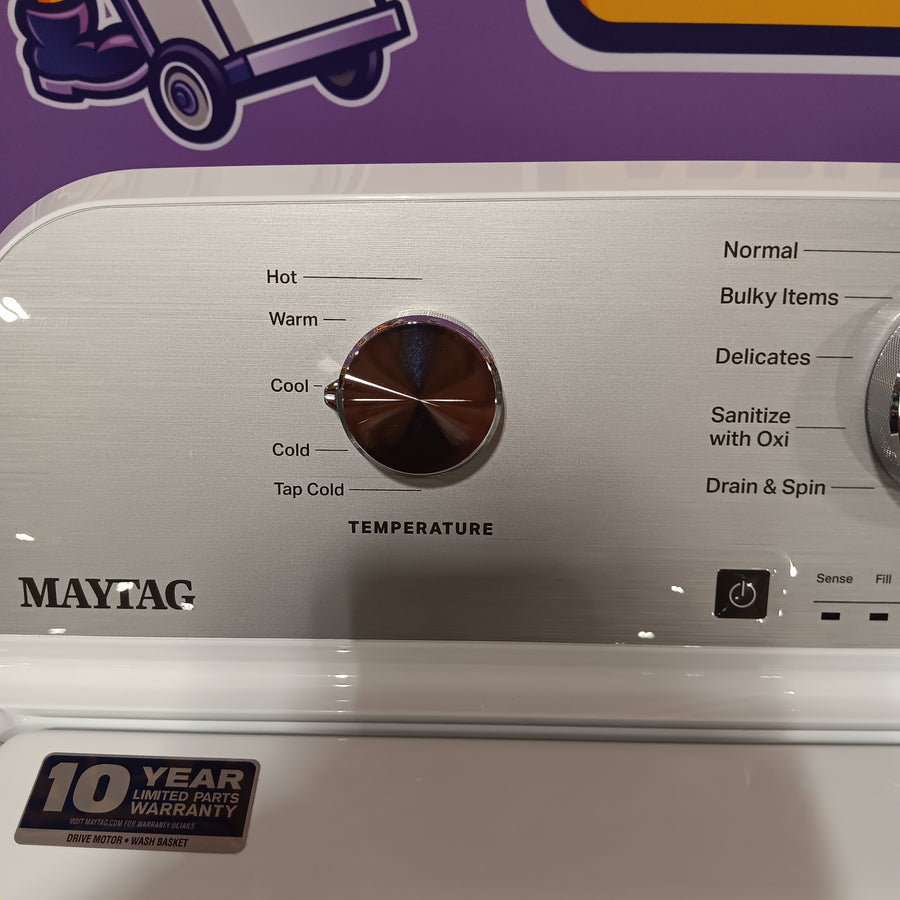 Maytag 4.2 Cu. Ft. Capacity Top Load Washer in White MTW4205SW - Scratch & Dent (Minor) and MayTag 7.0 cu. ft. Top Load Electric Wrinkle Prevent Dryer 16266 - MED4500MW - Scratch & Dent (Minor)