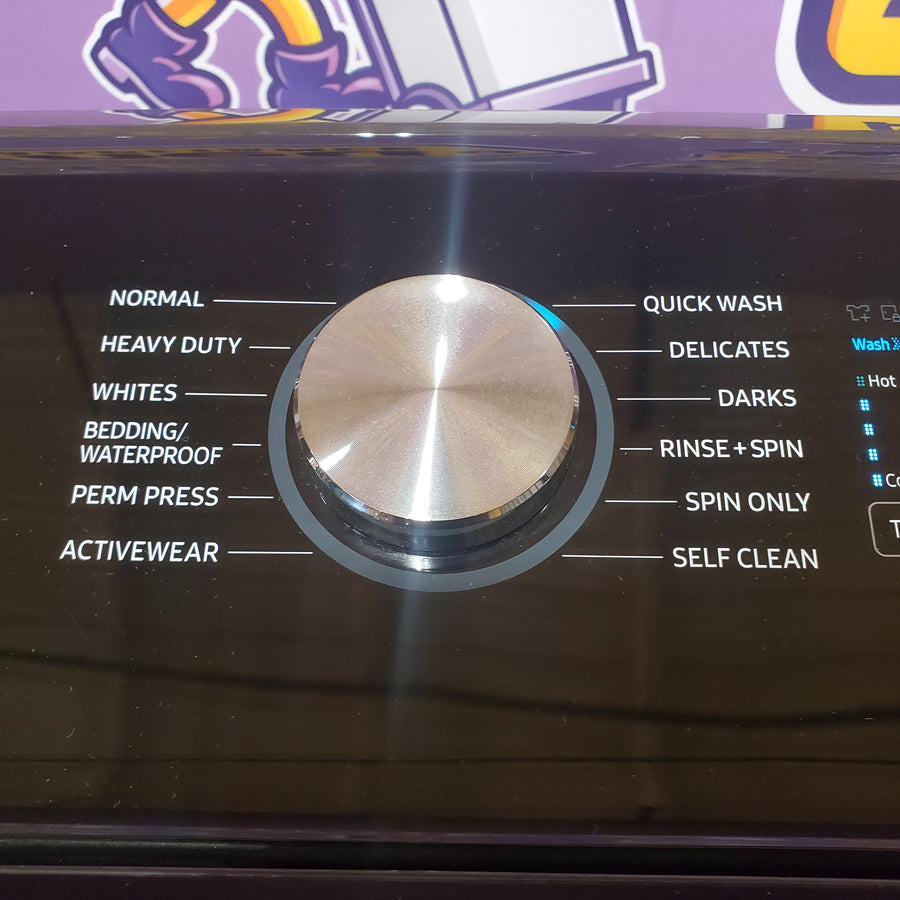 Samsung 5.0 cu. ft. Energy Star Top Load Washer with Active Water Jet in Black Stainless Steel WA50R5400AV - Certified Refurbished and Samsung 7.4 cu ft Gas Dryer with Steam Sanitize Option DVG50R5400V - Certified Refurbished