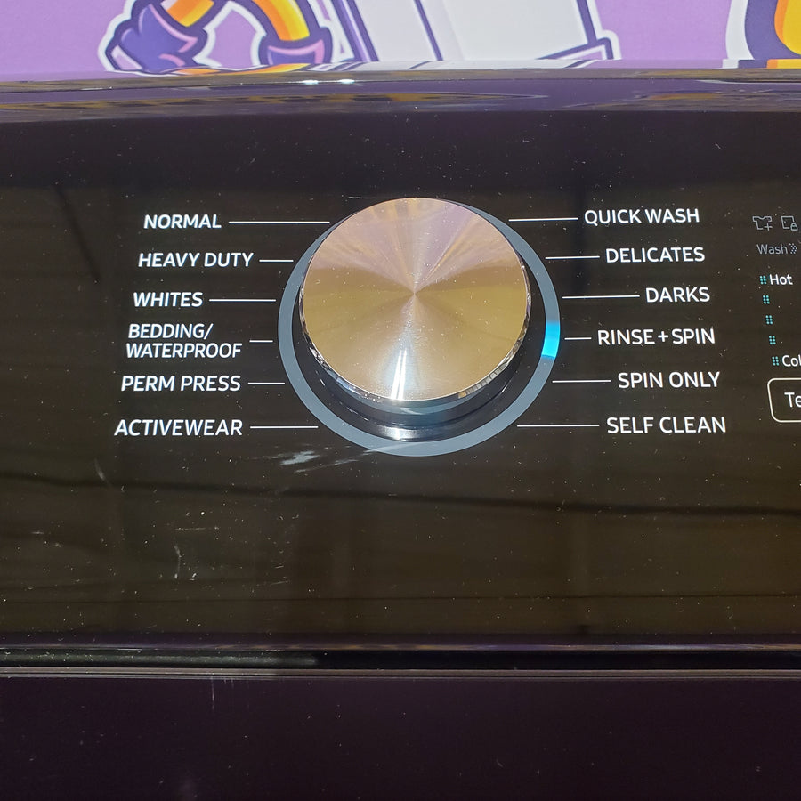 Samsung Stainless Steel 5.0 Cu. Ft. Washer with SuperSpeed and Active WaterJet WA50R5400AV - Certified Refurbished and Samsung Electric 7.4 Cu. Ft. Dryer with PetCare Dry and Steam Sanitize+ DVE54CG7150D - Scratch and Dent (Moderate)