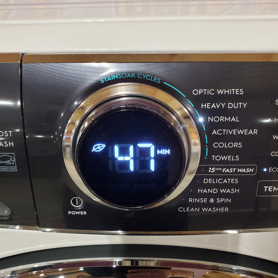 Electrolux 4.5 Cu.Ft. Stackable Front Load Washer with Steam and SmartBoost Wash System ELFW7637AW - Scratch & Dent (Moderate) and Electrolux 8.0 cu. ft. Front Load Electric Dryer with Perfect Steam ELFE7637AW - Scratch & Dent (Minor)