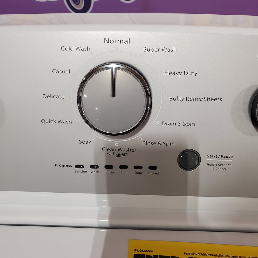 Whirlpool Top Load 3.5 Cu. Ft. Washer with Deep Water Wash Option WTW4816FW - Scratch & Dent (Major) and Whirlpool Vented 7.0 Cu. Ft. Electric Dryer WED4815EW - Scratch & Dent (Minor)