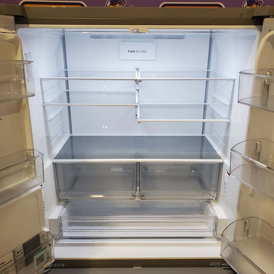 LG Counter-Depth 25.5-cu ft 36-in Wide French Door Refrigerator with Ice Maker ENERGY STAR Certified in PrintProof Stainless Steel LF26C6230V - Scratch & Dent (Moderate)