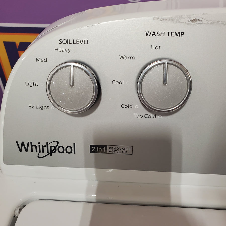 Whirlpool 3.8–3.9 Cu. Ft.  Top Load Washer with 2 in 1 Removable Agitator and Soil Level Selection WTW4957PW - Certified Refurbished and Whirlpool 7-cu ft Vented Electric Dryer WGD4815EW - Open Box (Copy)