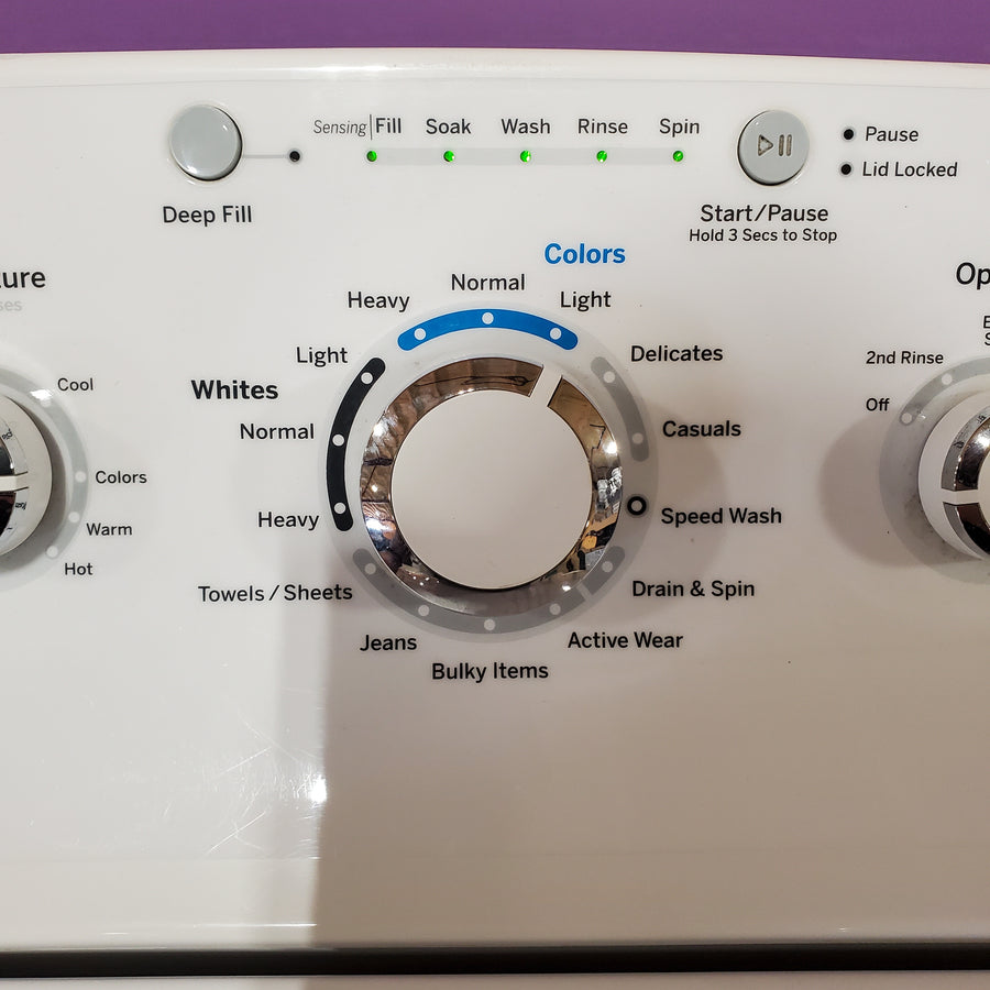 GE White Top Load 4.2 Cu. Ft. Washer with Stainless Steel Basket and Dual Action Agitator GTW460ASJWW - Certified Refurbished