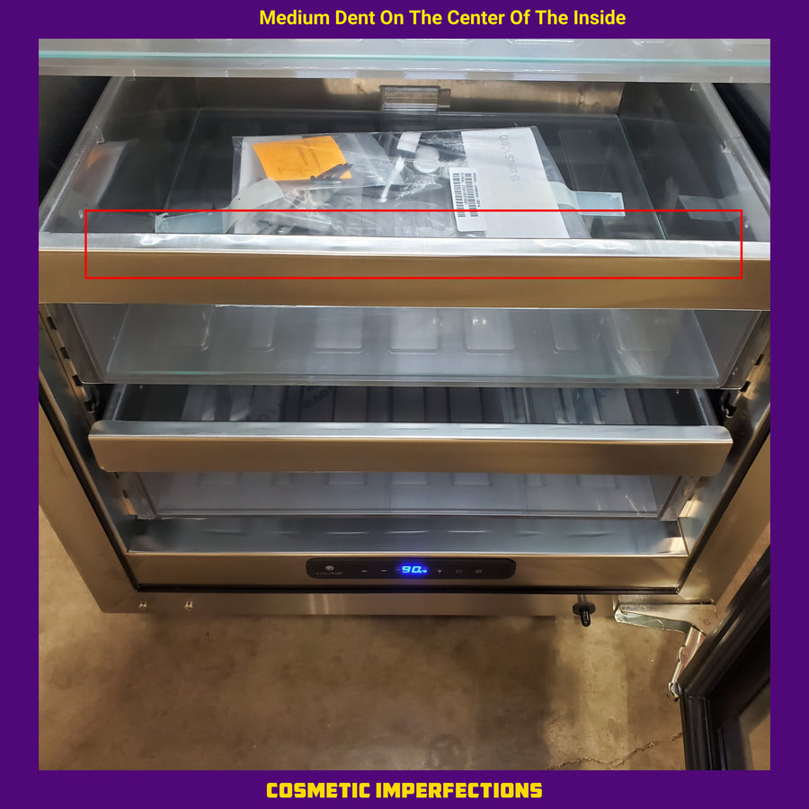 U-Line 24 Inch Undercounter Refrigerator with 5.2 cu. ft. Capacity, 94-Bottle Capacity, 148-Can Capacity, LED Lighting, Digital Touch Pad Control, Convection Cooling, and Reversible Soft Close Door UHRE524-IG01A - Scratch & Dent (Minor)