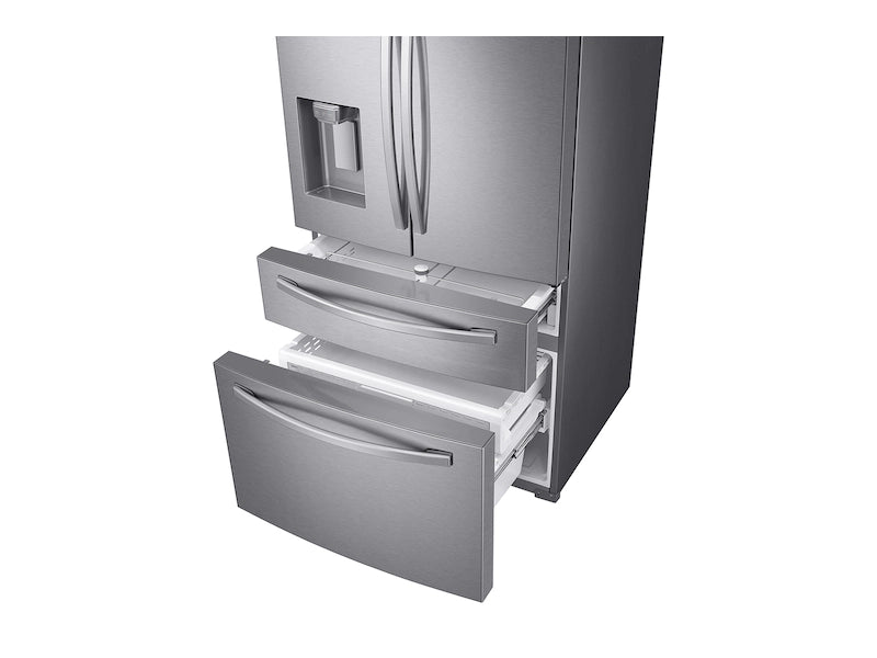 Samsung 28-cu ft 4-Door ENERGY STAR Smart French Door Refrigerator with Ice Maker in Fingerprint Resistant Stainless Steel 22442647 - RF28R7201SR - Scratch and Dent (Moderate)