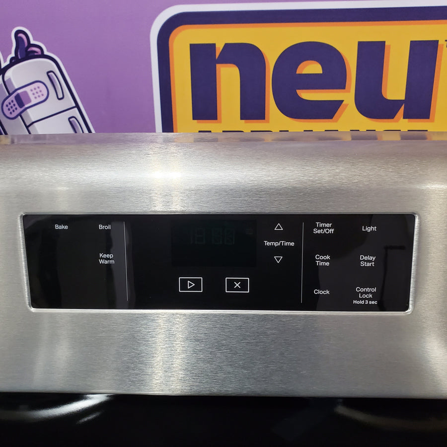 Whirlpool Stainless Steel 4.8 cu. ft. Electric Range with Keep Warm setting and Large Oven Window 22521715 - WFC150M0JS - Open Box