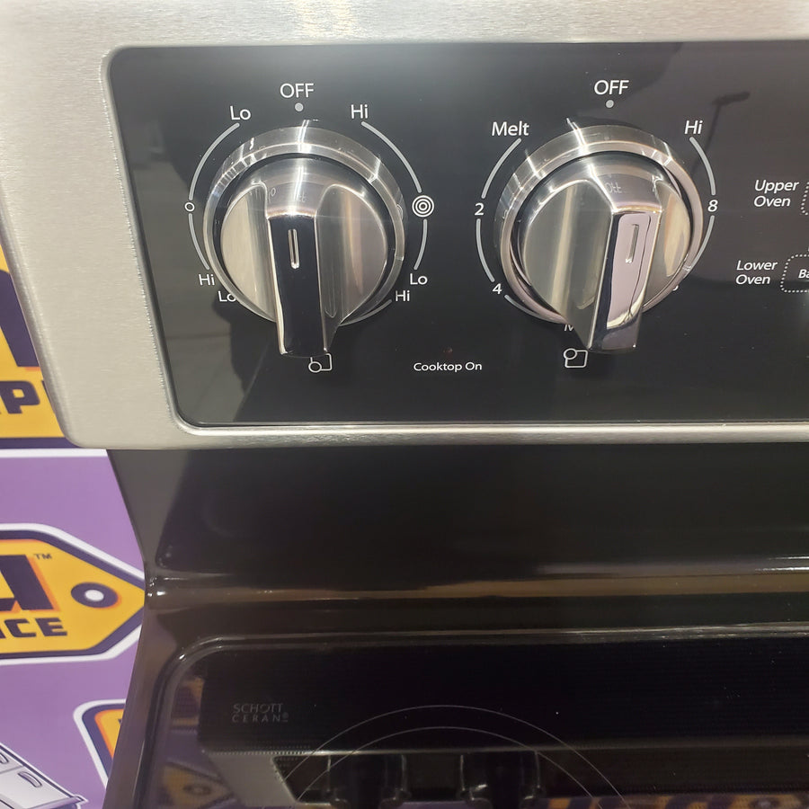 Whirlpool 6.7 cu. ft. 5 Burner Element Double Oven Electric Range with True Convection in Stainless Steel 22321458 - WGE745C0FS - Open Box