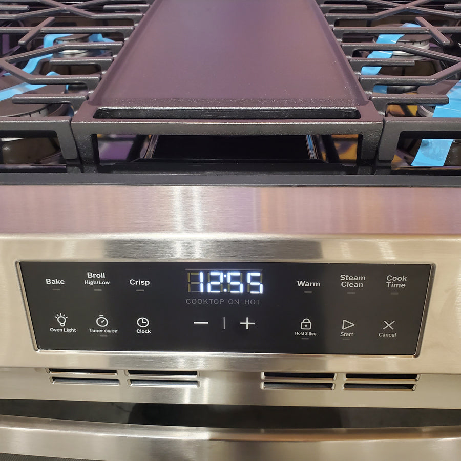 GE 30 in. 5-Burners Slide-In Gas Range in Stainless Steel with Crisp Mode GGS500SVSS - Scratch & Dent (Minor)