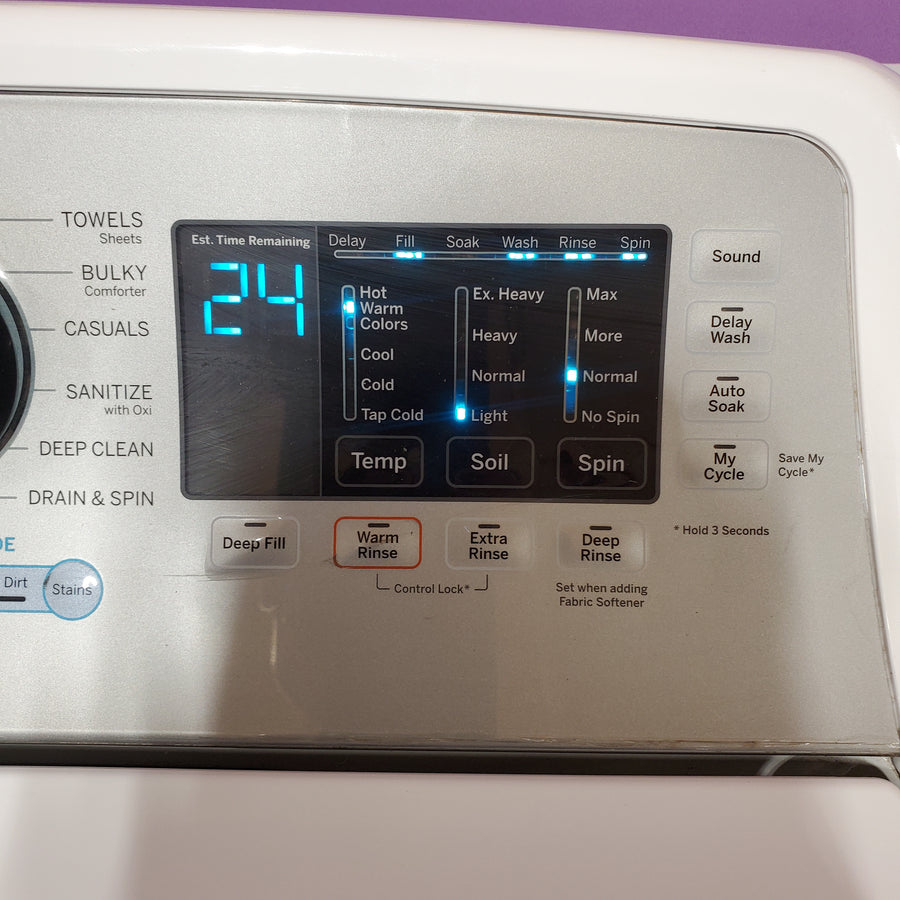 GE® ENERGY STAR® 4.8 cu. ft. Capacity Washer with Sanitize w/Oxi and FlexDispense® in White GTW720BSNWS - Certified Refurbished