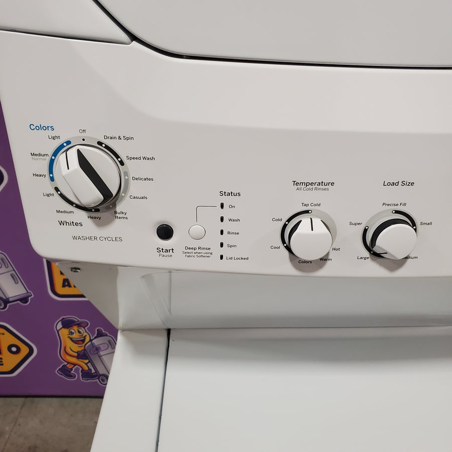 GE 3.8 cu. ft. Washer 5.9 cu. ft. Long Vent Electric Dryer Combo in White GUV27ESSMWW - Certified Refurbished