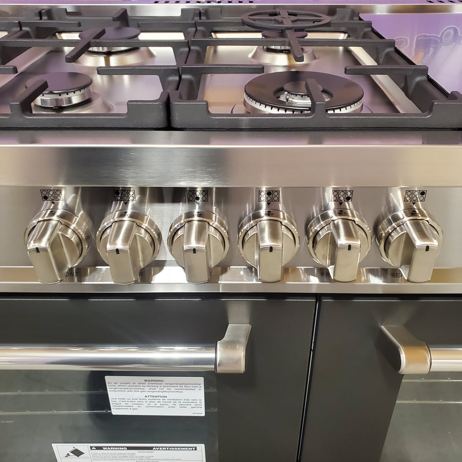 Bertazzoni 48 Inch Freestanding Gas Range with 6 Sealed Burners, Integrated Electric Griddle, 7.1 cu. ft. Total Oven Capacity, and Double Oven MAS486GGASNEV - Open Box