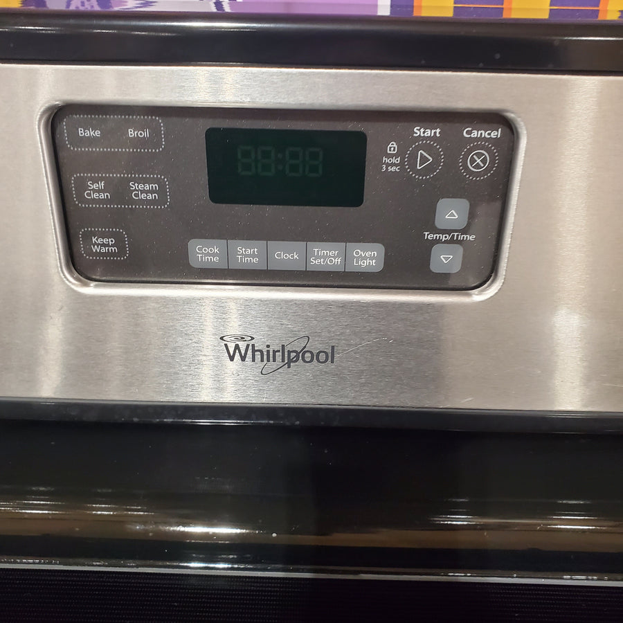 Whirlpool 30-in Glass Top 4 Burners 5.3-cu ft Freestanding in Black-on-Stainless WFE515S0ES - Certified Refurbished
