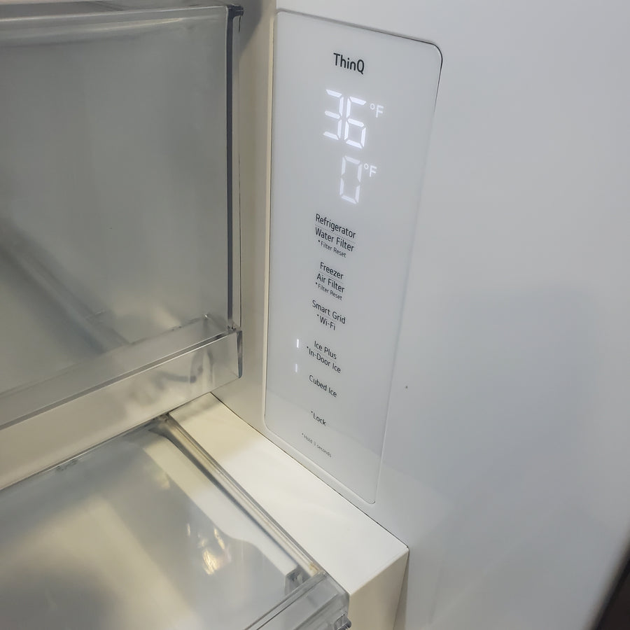 LG 26 cu ft ENERGY STAR Counter-Depth Smart French Door Refrigerator in Fingerprint Resistant Stainless Steel with Dual Ice Maker LRFXC2606S - Scratch & Dent (Moderate)