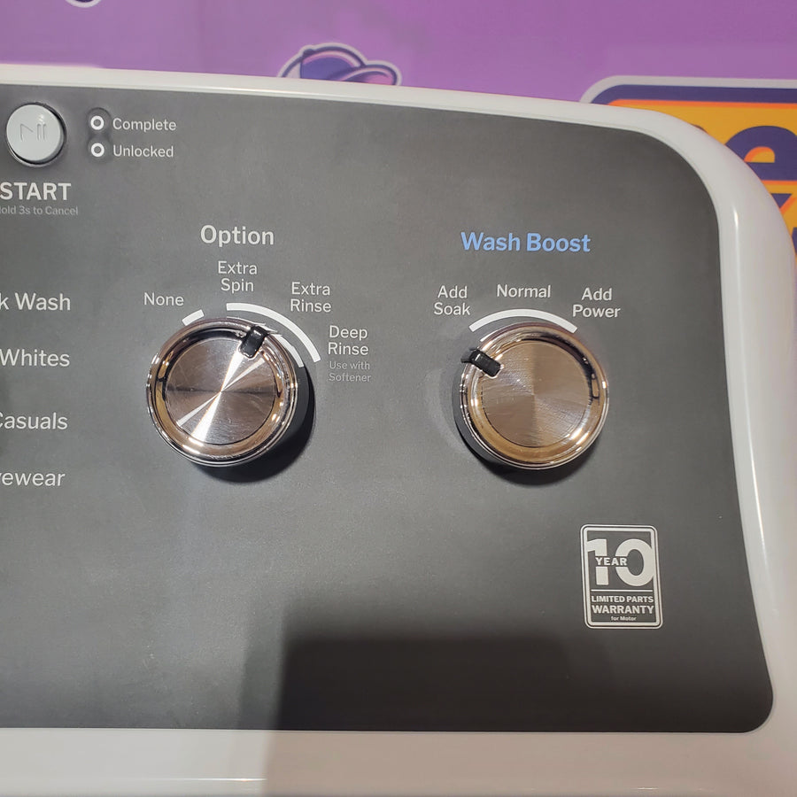 GE® 4.5 cu. ft. Capacity Washer with Stainless Steel Basket GTW485ASWWB - Scratch & Dent (Minor) and GE® 7.2 cu. ft. Capacity Electric Dryer with Up To 120 ft. Venting and Extended Tumble GTD48EASWWB - Certified Refurbished