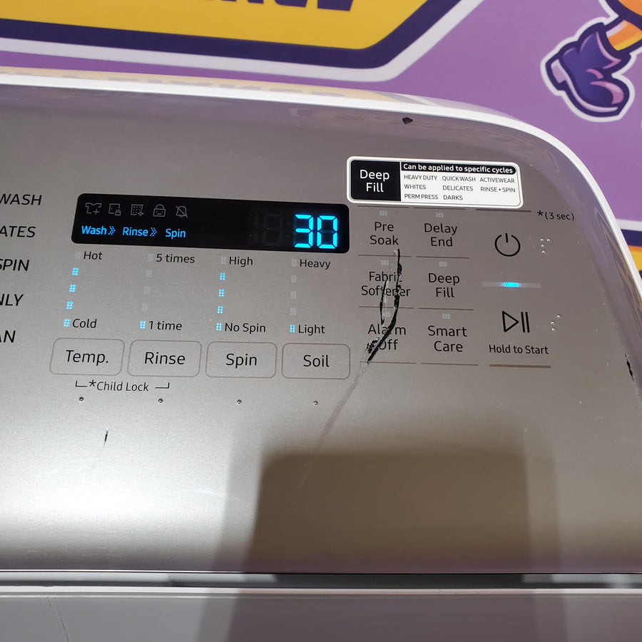 Samsung White Top Load 5.0 Cu. Ft. Washer with Active Water Jet WA50R5200AW - Certified Refurbished and Samsung White Electric 7.4 Cu. Ft. Dryer with Sensor Dry DVE50R5200W - Certified Refurbished