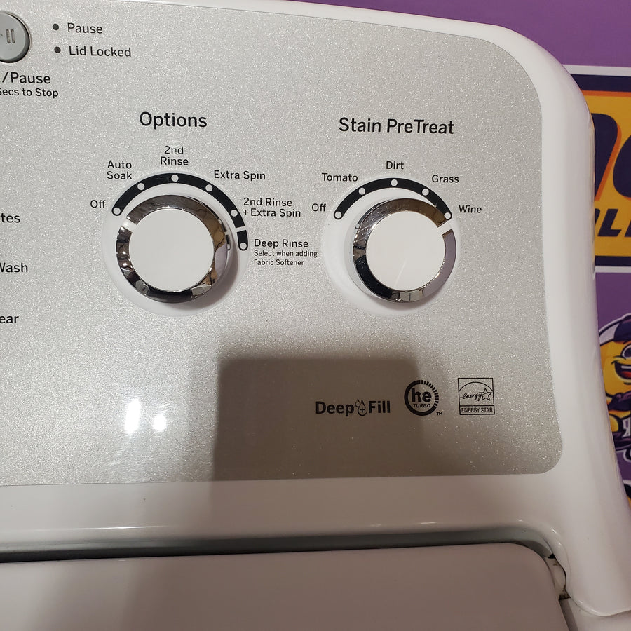 GE White Top Load 4.4 Cu. Ft. Washer with Stainless Steel Basket GTW490ACJWS - Certified Refurbished and GE White Electric 7.2 Cu. Ft. Dryer with Aluminized Alloy Drum GTD45EASJWS - Certified Refurbished