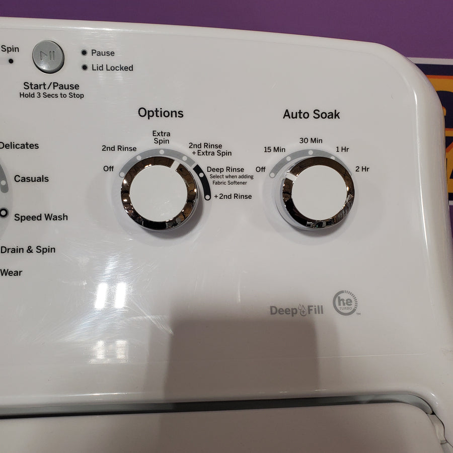 GE White Top Load 4.2 Cu. Ft. Washer with Stainless Steel Basket and Dual Action Agitator GTW460ASJWW - Certified Refurbished and GE White Electric 7.2 Cu. Ft. Dryer with Aluminized Alloy Drum  16304 - GTD42EASJWW - Certified Refurbished