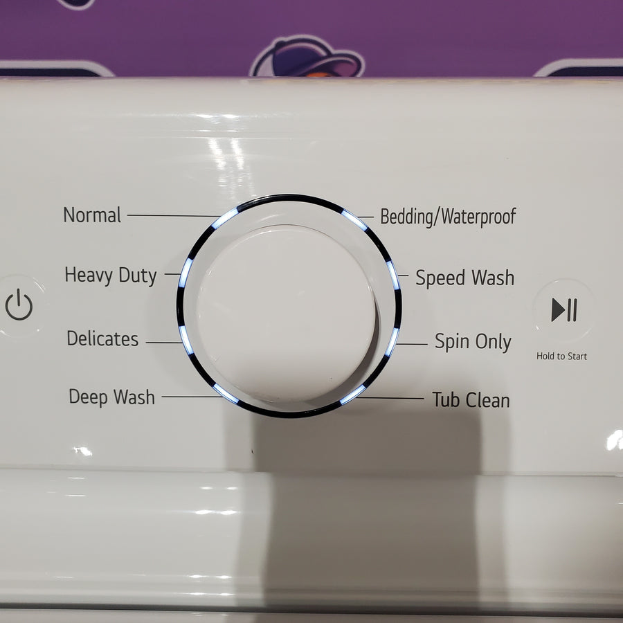 LG Top Load 4.1 Cu. Ft. Washer with TurboDrum Technology in White WT6105CW - Scratch & Dent (Moderate) and LG 7.3 Cu. Ft.  Electric Rear Control Ultra Large Capacity Dryer in White with Sensor Dry 16297 - DLE6100W - Open Box