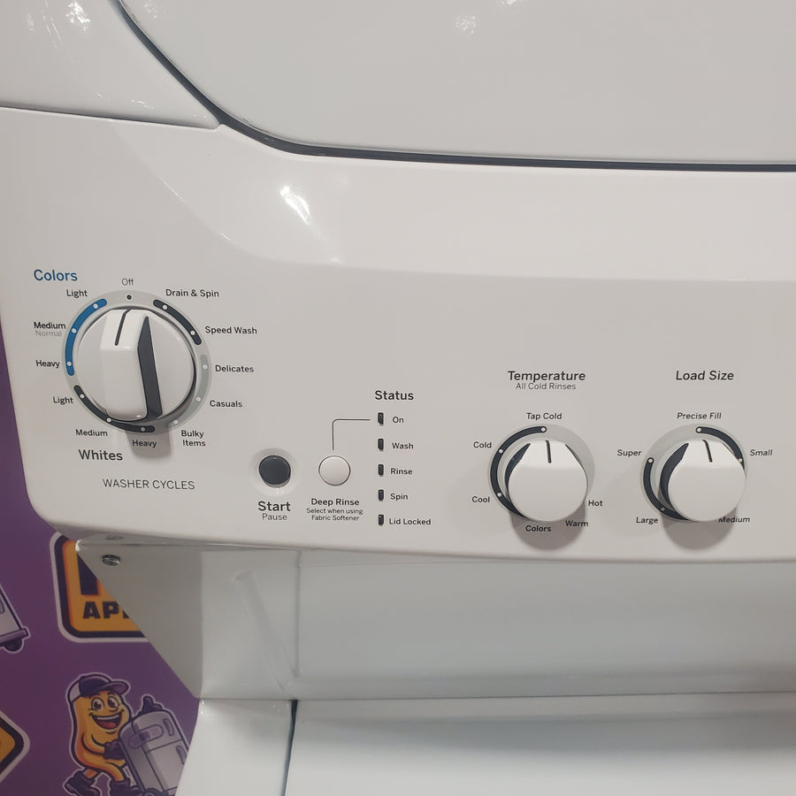 GE 3.8 cu. ft. Washer 5.9 cu. ft. Long Vent Electric Dryer Combo in White GUV27ESSMWW - Certified Refurbished