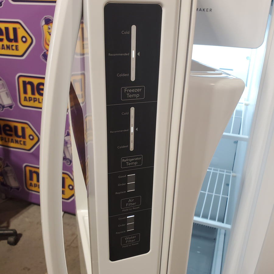 Frigidaire 25.6 cu. ft. Side by Side Refrigerator in White with Exterior Ice and Water Dispenser FRSS2623AW - Scratch & Dent (Minor)