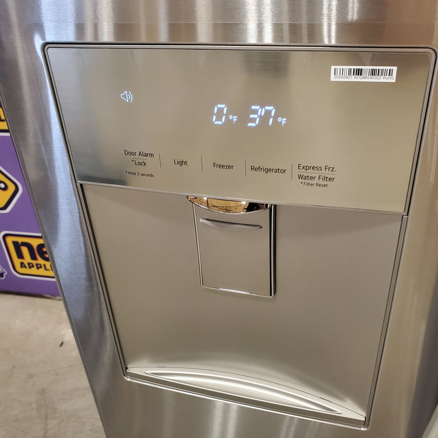 LG 22 cu. ft. 30" Wide French Door Refrigerator with Water Dispenser in Stainless Steel LFDS22520S - Open Box