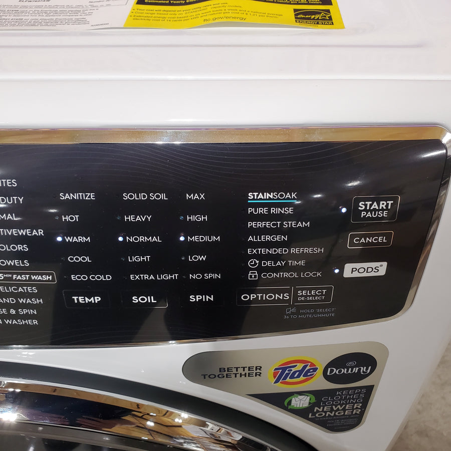 Electrolux 4.5 Cu.Ft. Stackable Front Load Washer with Steam and SmartBoost Wash System ELFW7637AW - Open Box and Electrolux 8.0 cu. ft. Front Load Electric Dryer with Perfect Steam ELFE7637AW - Open Box