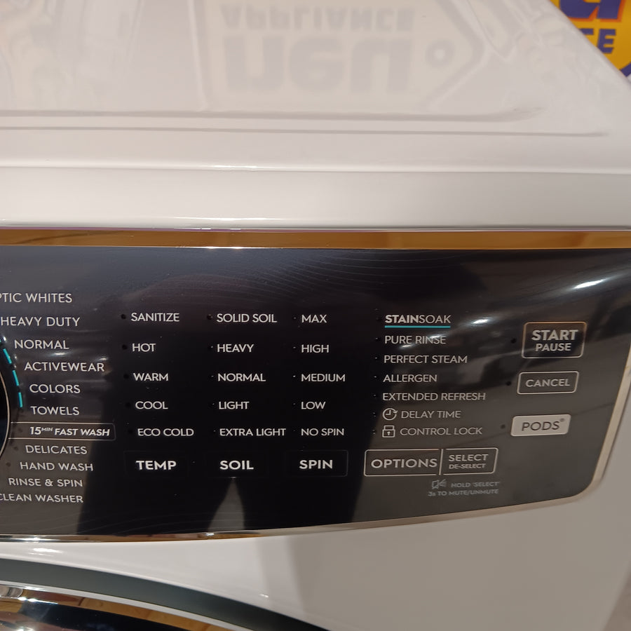 Electrolux 4.5 Cu.Ft. Stackable Front Load Washer with Steam and SmartBoost Wash System ELFW7637AW  - Open Box and Electrolux 8.0 Cu. Ft. Front Load Perfect Steam™ Gas Dryer with LuxCare® Dry and Instant Refresh ELFG7626BW - Scratch & Dent (Minor)