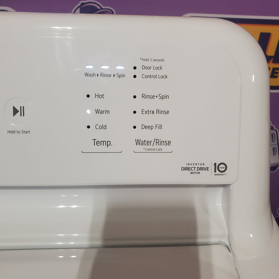 LG Top Load 4.1 Cu. Ft. Washer with TurboDrum Technology in White WT6105CW - Certified Refurbished and LG 7.3 Cu. Ft.  Electric Rear Control Ultra Large Capacity Dryer in White with Sensor Dry DLE6100W - Scratch & Dent (Minor)