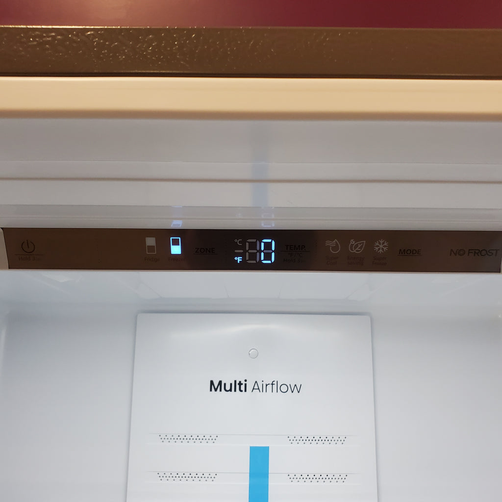 Pictures of Hisense Counter Depth Bottom Freezer 17.2 Cu. Ft. Refrigerator with LED Lighting and Super Cool and Super Freeze in Fingerprint Stainless Steel 22221422 - HRB171N6ASE - Scratch and Dent (Moderate) - Neu Appliance Outlet - Discount Appliance Outlet in Austin, Tx