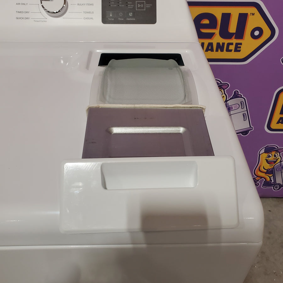Whirlpool 4.2-4.3 Cu. Ft. Top Load Washer with 2-in-1 Removable Agitator and Soft Close Glass Lid WTW4307SW - Open Box and Whirlpool 7.0 cu. ft. Vented Front Load Electric Dryer in White with Adaptive Dry WED4107SW - Scratch & Dent (Minor)