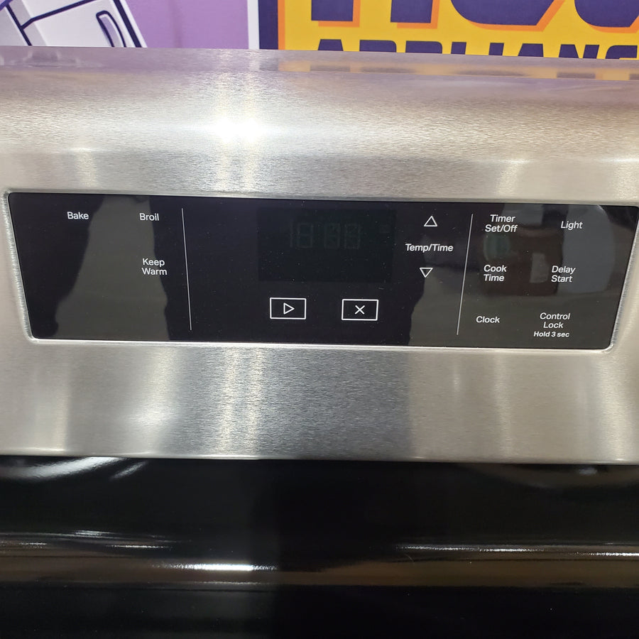 Whirlpool Stainless Steel 4.8 cu. ft. Electric Range with Keep Warm Setting and Large Oven Window WFC150M0JS - Open Box