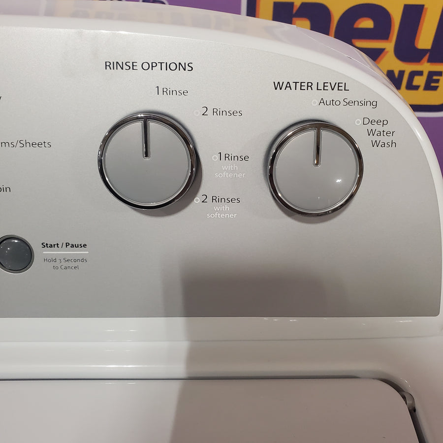 Whirlpool Top Load 3.5 Cu. Ft. Washer with Deep Water Wash Option WTW4816FW - Open Box and Whirlpool Vented 7.0 Cu. Ft. Electric Dryer WED4815EW - Scratch & Dent (Minor)