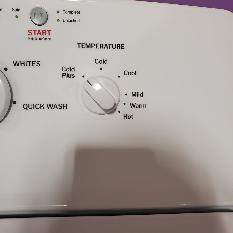 Hotpoint® 4.0 cu. ft. Capacity Washer with Cold Plus and Water Level Control HTW265ASWWW - Scratch & Dent (Minor) and Hotpoint 6.2 cu. ft. Capacity Electric Dryer with Up To 120 ft. Venting and Shallow Depth HTX26EASWWW - Scratch & Dent (Moderate)