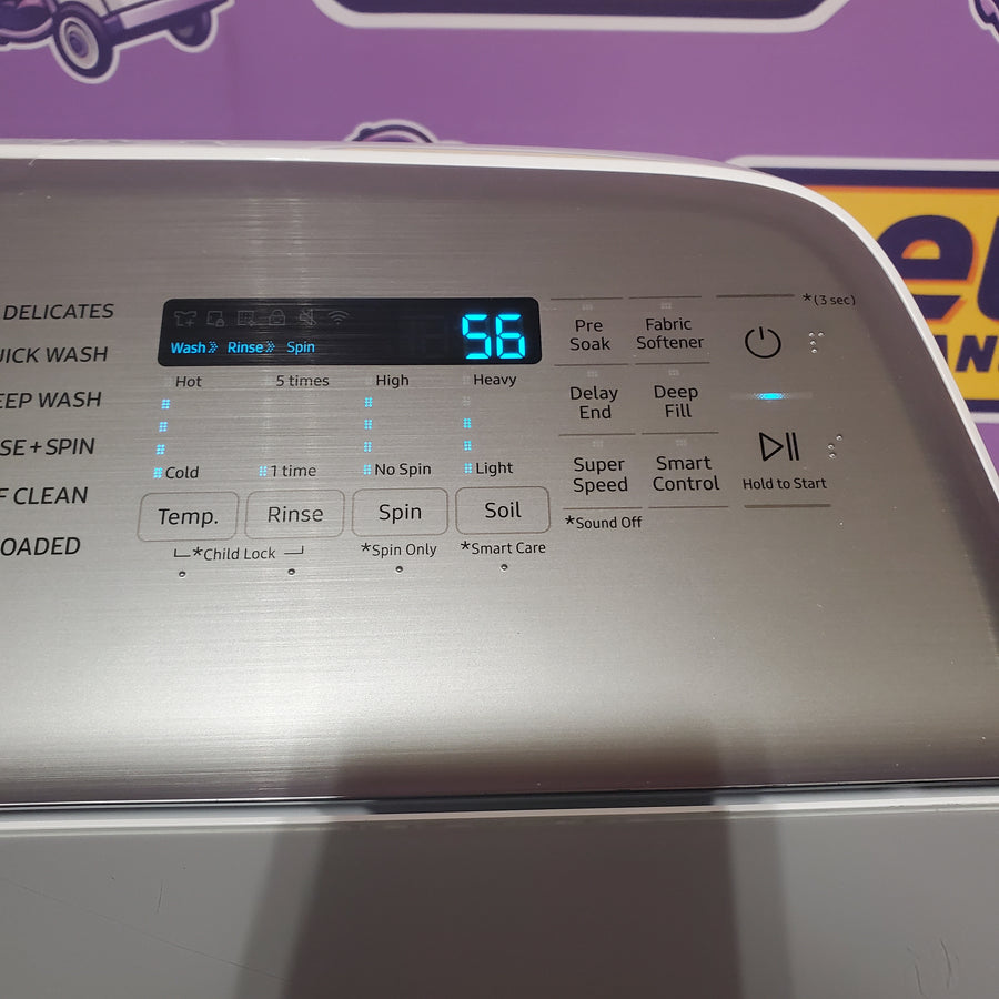 Samsung White Top Load 5.0 Cu. Ft. Washer with Active Water Jet WA50R5200AW - Open Box and Samsung White Electric 7.4 Cu. Ft. Dryer with Sensor Dry DVE50R5200W - Certified Refurbished