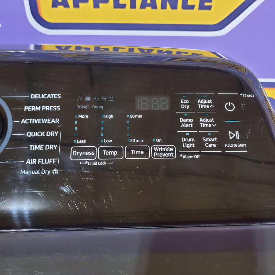 Samsung 5.0 cu. ft. Energy Star Top Load Washer with Active Water Jet in Black Stainless Steel WA50R5400AV - Certified Refurbished and Samsung Black Stainless Steel Electric 7.4 Cu. Ft. Dryer with Steam Sanitize DVE50R5400 - Certified Refurbished