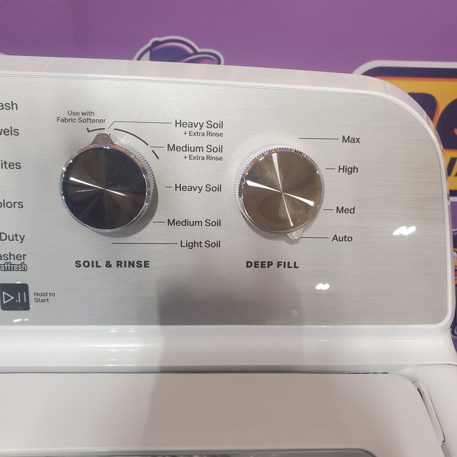 Maytag 4.7 cu. ft. Top Load Washer with Agitator, Pet Pro Option and Extra Power in White MTW5605RW - Open Box and Maytag 7.0 cu. ft. Capacity Top Load Electric Wrinkle Prevent Dryer MED4500MW - Scratch & Dent (Minor)