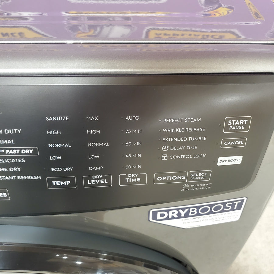 Electrolux 400 Series Front Load Washer - 4.5 Cu. Ft. ELFW7437AT - Scratch & Dent (Minor) and Electrolux 8-cu ft Stackable Vented Electric Dryer with Steam Cycle in Titanium ELFE7437AT - Scratch & Dent (Minor)