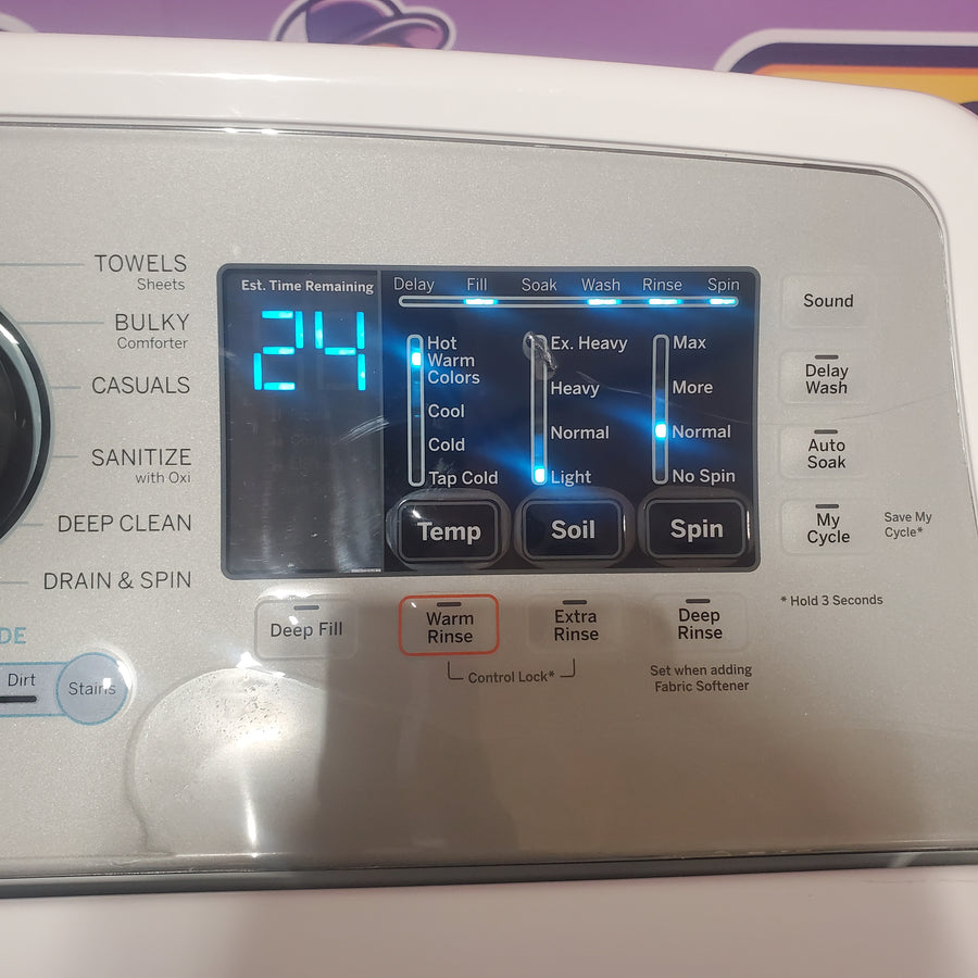 GE® ENERGY STAR® 4.8 cu. ft. Capacity Washer with Sanitize w/Oxi and FlexDispense® in White GTW720BSNWS - Certified Refurbished