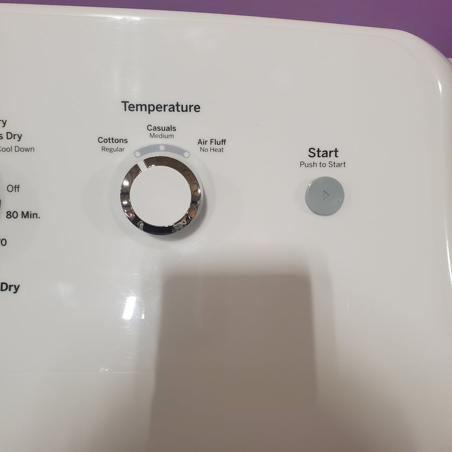 GE White Electric 6.2 Cu. Ft. Capacity Dryer with Shallow Depth and Up to 120 Ft. Venting Capability GTX33EASKWW - Scratch & Dent (Minor)
