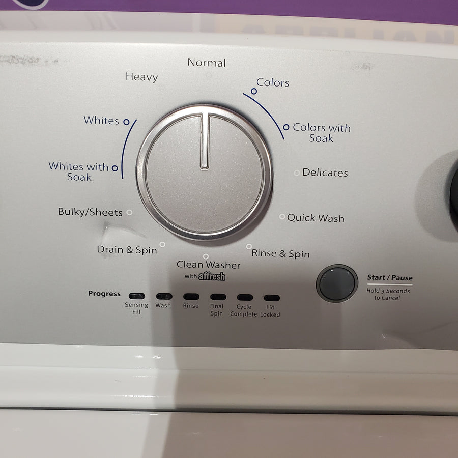 Whirlpool 3.8–3.9 Cu. Ft.  Top Load Washer with 2 in 1 Removable Agitator and Soil Level Selection WTW4957PW - Certified Refurbished and Whirlpool 7-cu ft Vented Electric Dryer WGD4815EW - Open Box (Copy)