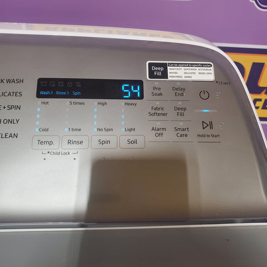 Samsung ENERGY STAR 5.0 cu. ft. Top Load Washing Machine with Active Water Jet WA50R5200AW - Certified Refurbished and Samsung 7.4 cu. ft. Vented Gas Dryer with Sensor Dry in White DVG50R5200W - Certified Refurbished